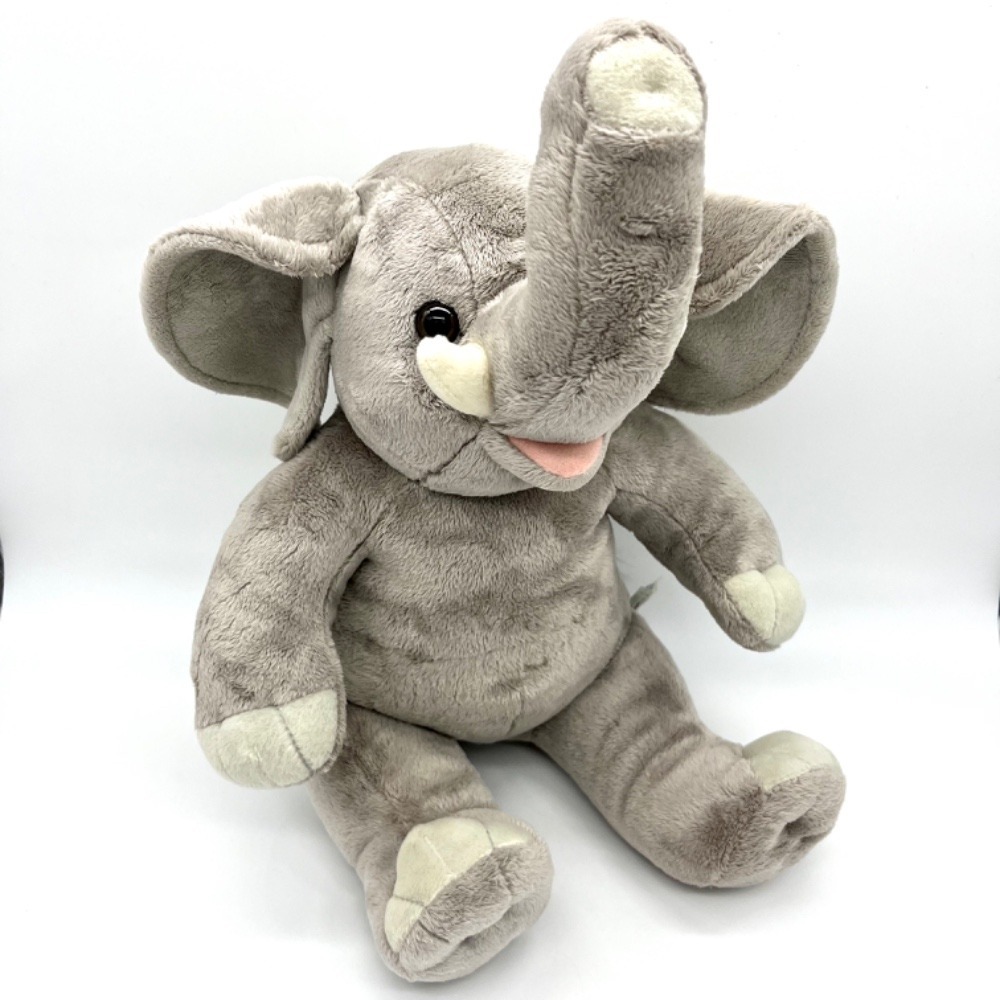 Build-A-Bear‎ Elephant Plush Stuffed Animal Gray Trunk Up BABW Toy Retired 14"